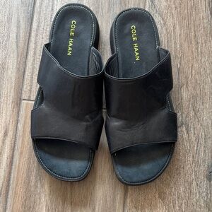 Cole Haan Black Leather Open-Toe Slide Sandals. Nike soles. Men’s size 12